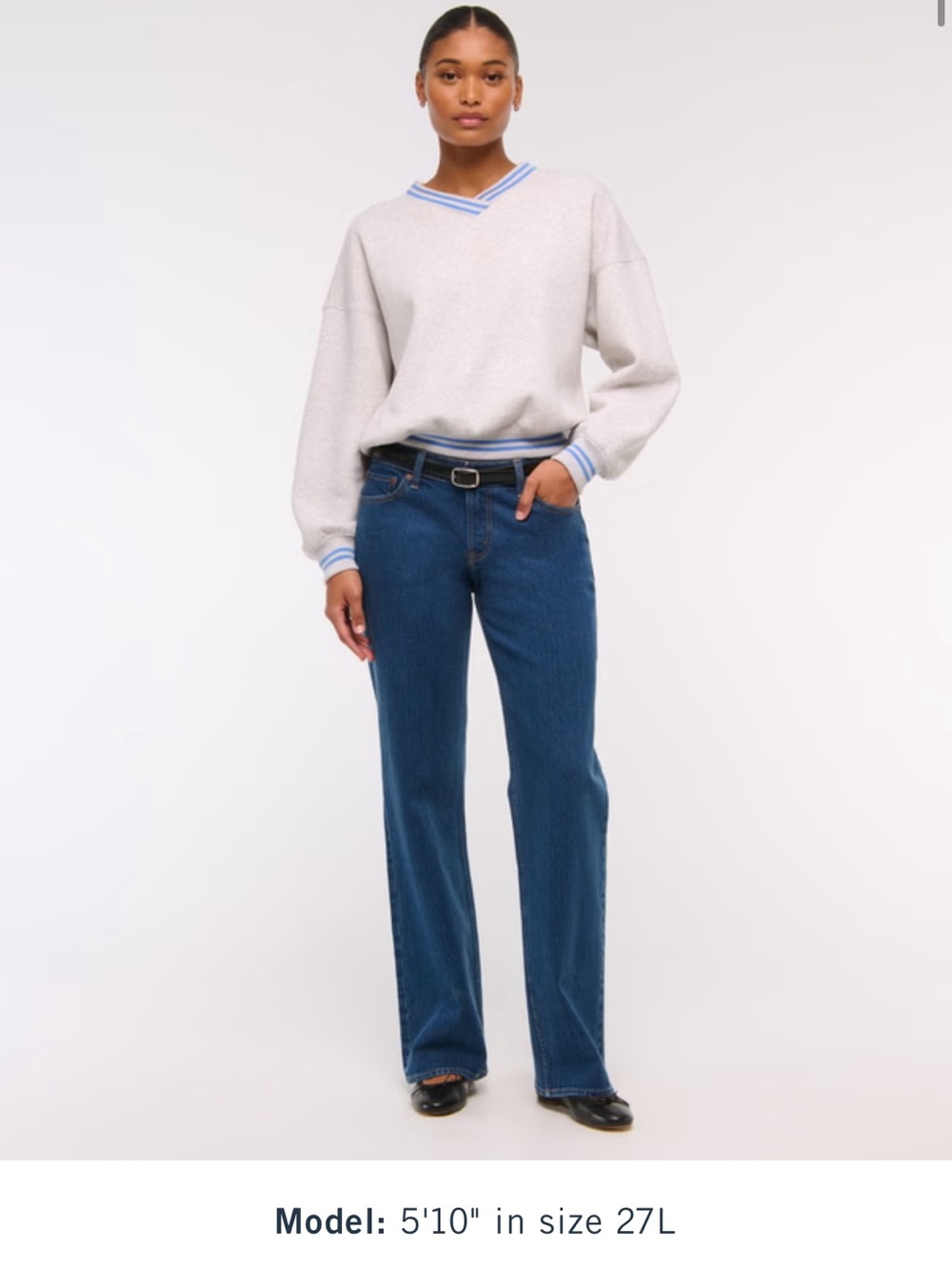 Abercrombie & Fitch Curve Love Low Rise 90s Relaxed Jean in Dark Marble 28 Reg